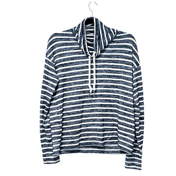 BANANA REPUBLIC Turtleneck Striped Mariner Long Sleeve Blouse Navy White Sz S - Picture 2 of 4